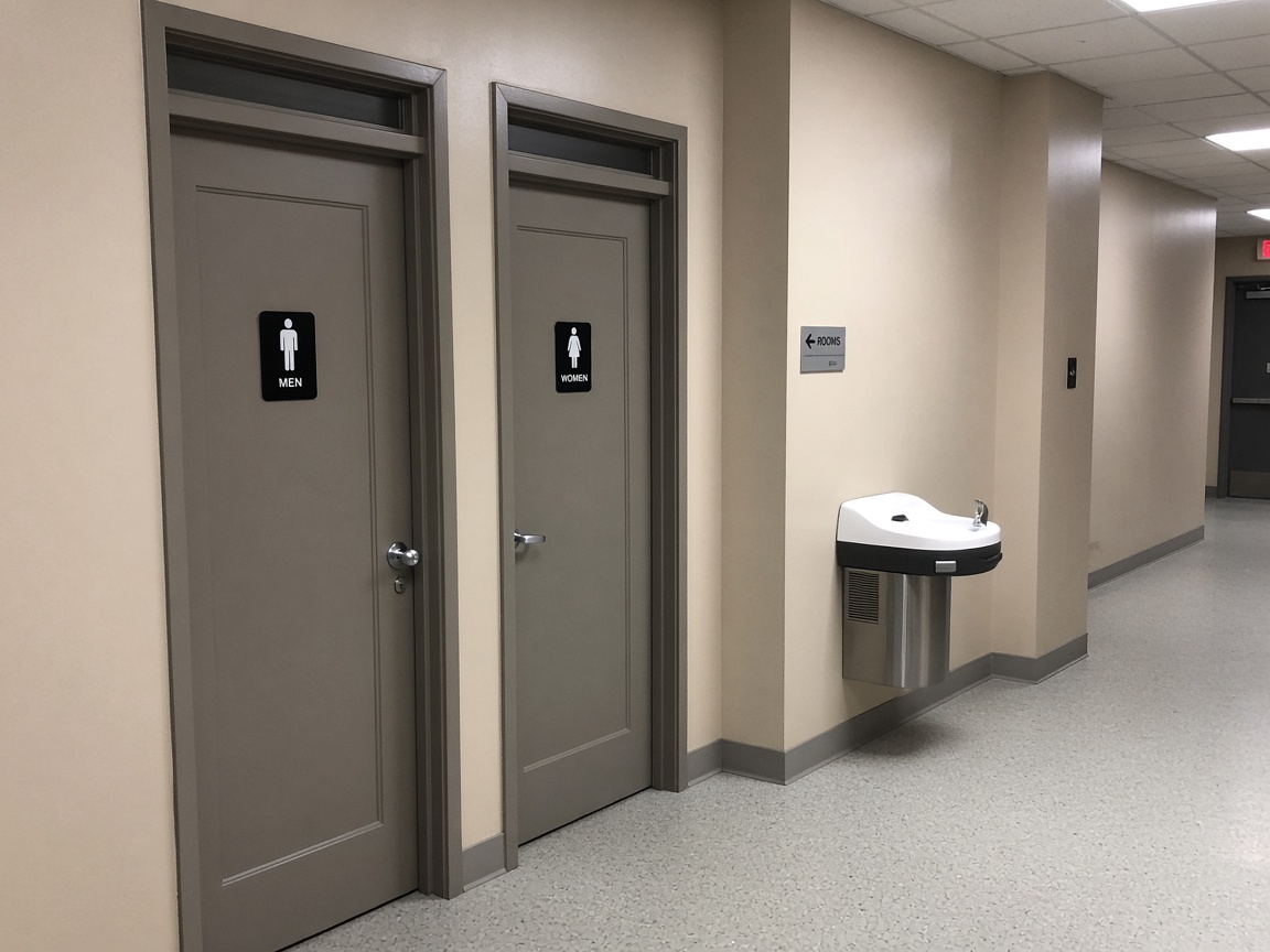 Restroom entrance doors